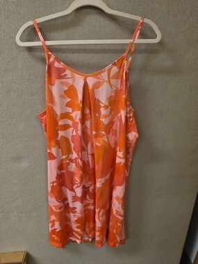 Women’s Floral Midi Slip Dress in Pink & Orange